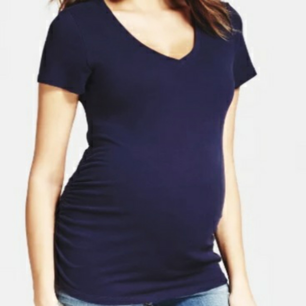 MATERNITY Navy Blue, V-Neck, T-Shirt